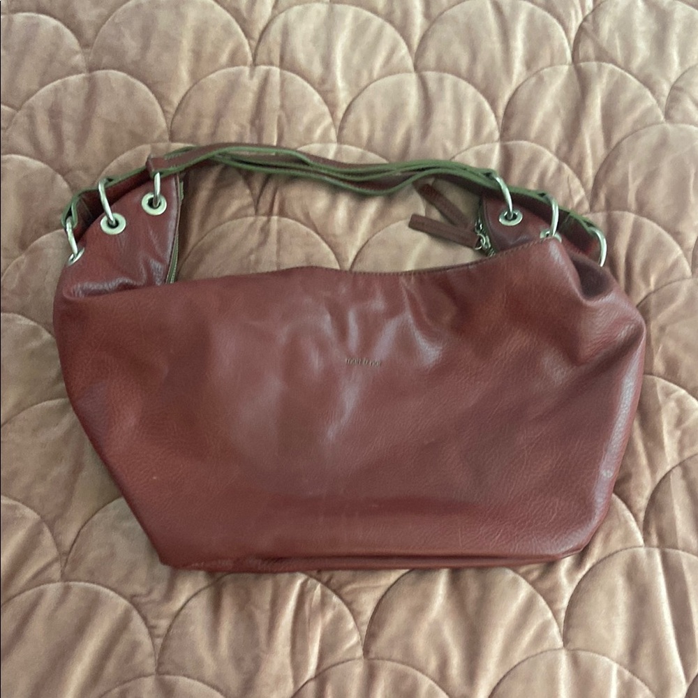 Matt & Nat Maroon Shoulder Bag with Silver Hardware